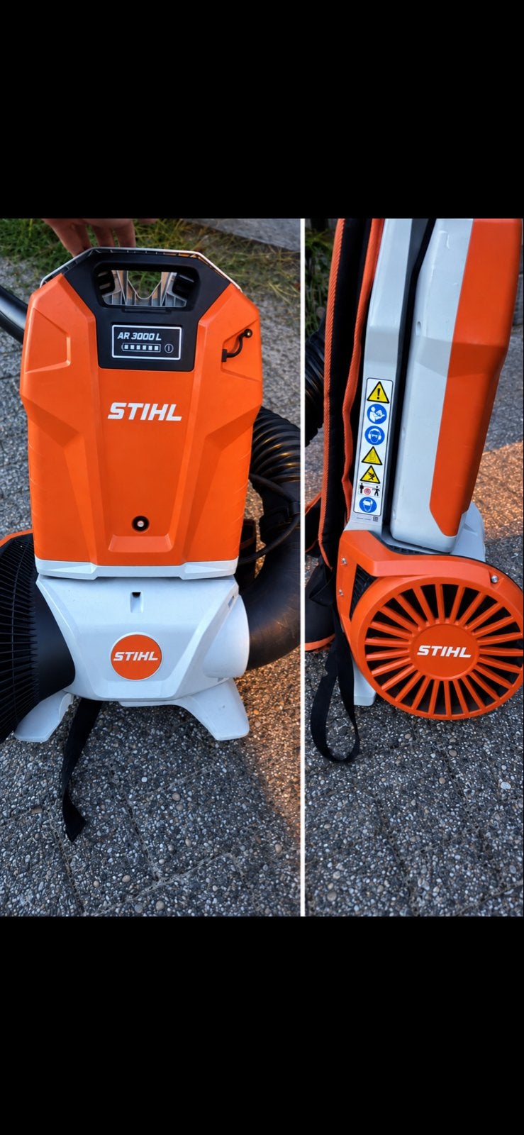 Stihl AR 3000 L Accu Ruggedragen Bladblazer met Lader, Ophalen of Verzenden, Zo goed als nieuw, Accu, Ruggedragen