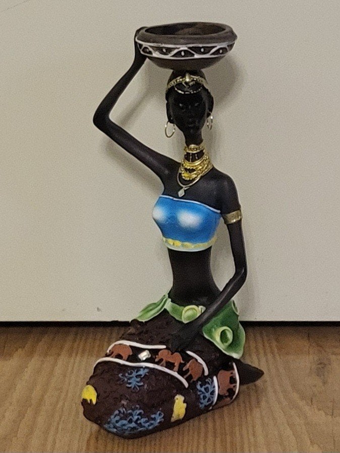 Kandelaar, Afrikaanse vrouw NIEUW!!, Antiek en Kunst, Kunst | Beelden en Houtsnijwerken, Ophalen