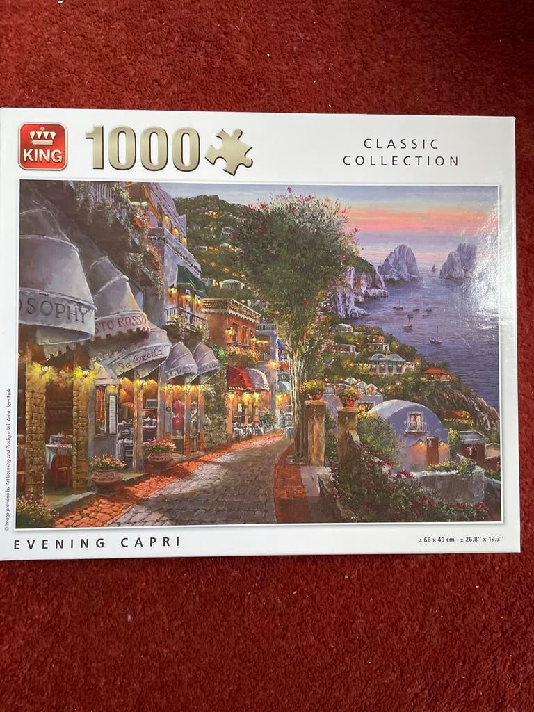 King Legpuzzel 1000 stukjes - Evening Capri, Ophalen of Verzenden, 500 t/m 1500 stukjes, Gebruikt, Legpuzzel