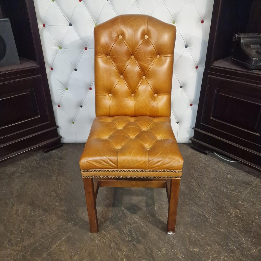 Chesterfield Gainsborough eetkamerstoel vintage bruin, Antiek en Kunst, Ophalen