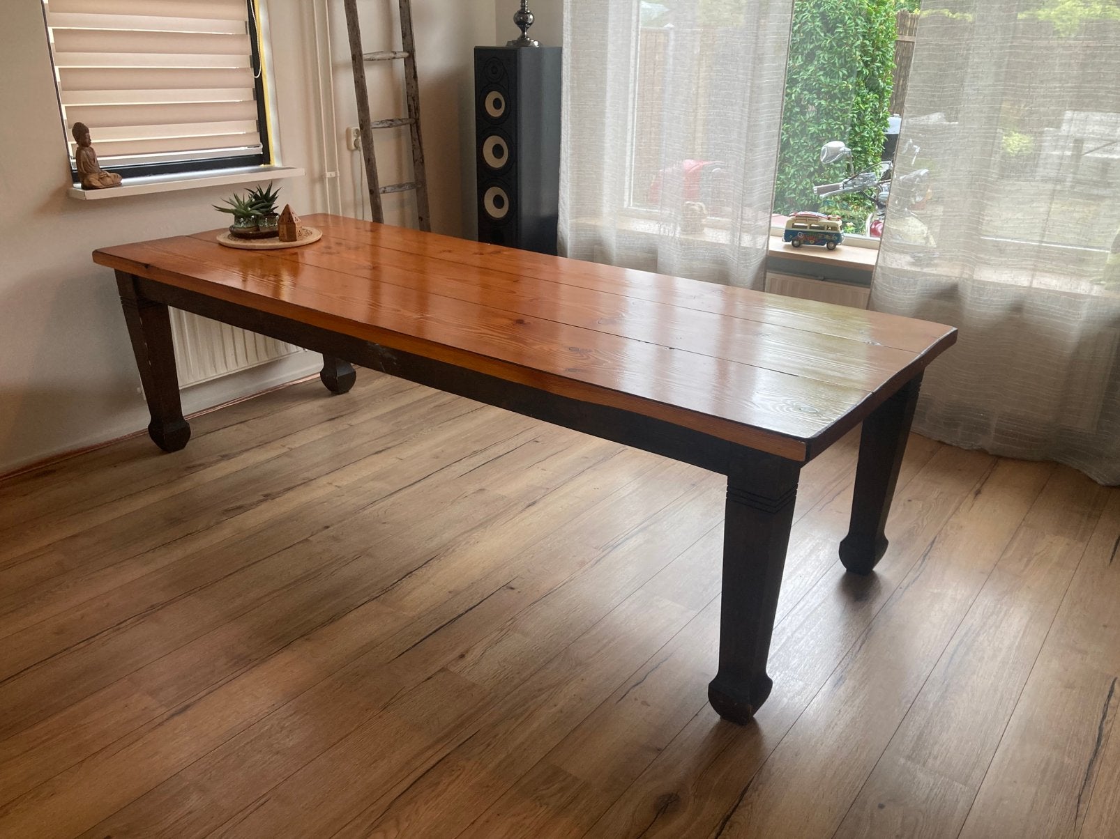 Prachtige massief houten tafel, Ophalen, Gebruikt, 200 cm of meer, 50 tot 100 cm