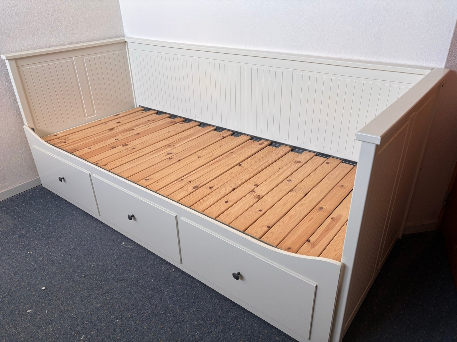 IKEA Hemnes bedbank met 3 lades - uitschuifbaar, Ophalen, Verstelbaar, Wit, Tweepersoons