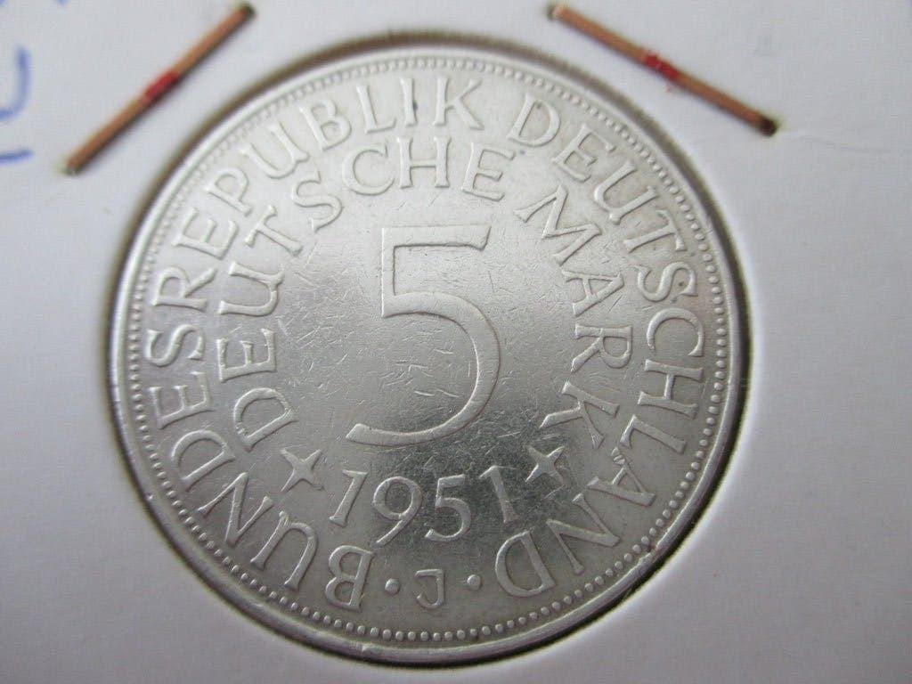 Duitsland 5 mark 1951 letter J, Ophalen of Verzenden, Duitsland, Losse munt, Zilver