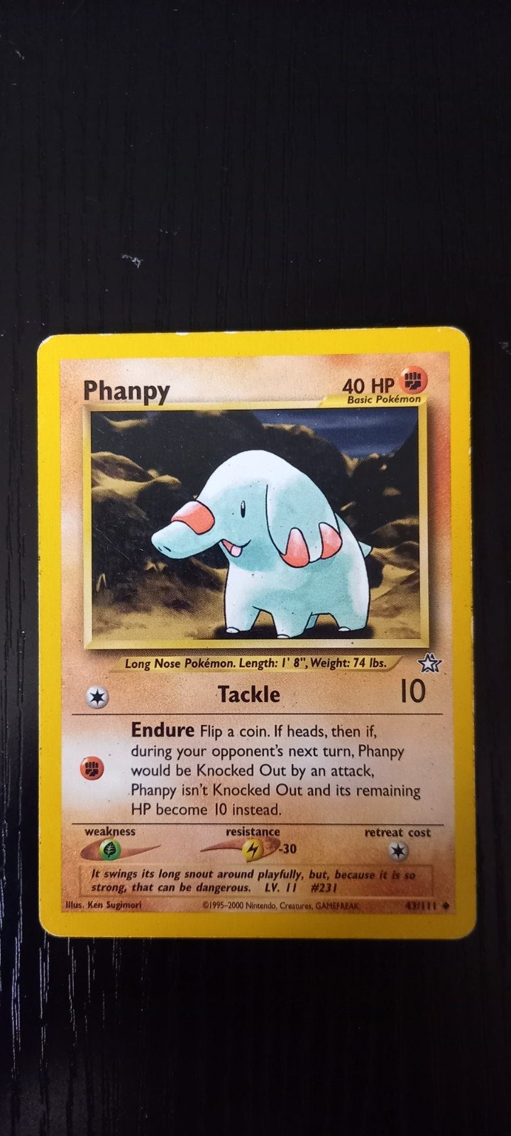 Phanpy Pokémon Kaart - 40 HP Basic Pokémon, Ophalen of Verzenden, Gebruikt, Losse kaart