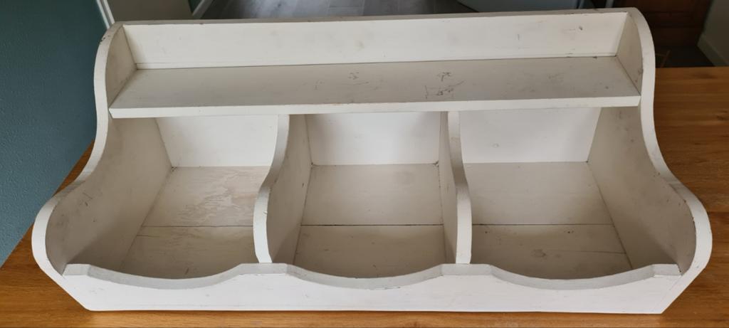 Grote landelijke gruttersbak wit brocante display, Ophalen