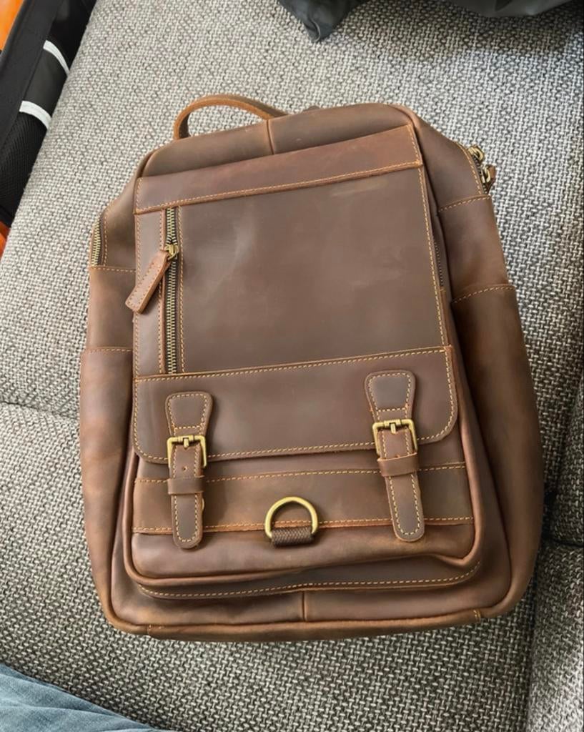 Leren Laptoptas Rugzak - Vintage Stijl & Duurzaam, Overige merken, 25 tot 40 cm, Nieuw, Ophalen of Verzenden