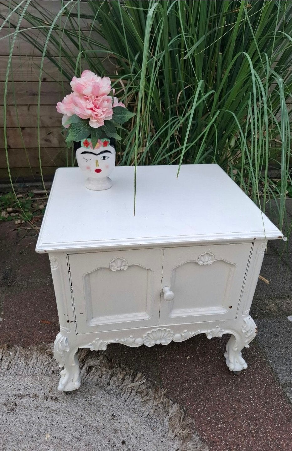kastje brocante klepkastje op wielen bijzettafel vintage, Ophalen, Gebruikt, 50 tot 100 cm, Minder dan 50 cm
