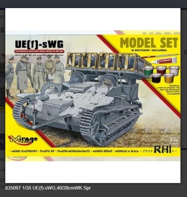 Bouwpakket Hobby Mirage 835097 1/35 UE[f]-sWG,40/28cmWK Spr, Tank, Italeri, 1:32 tot 1:50, Nieuw