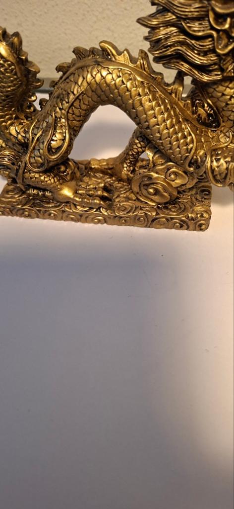 Goudkleurige Chinese Draak - 12x23 CM, Ophalen of Verzenden