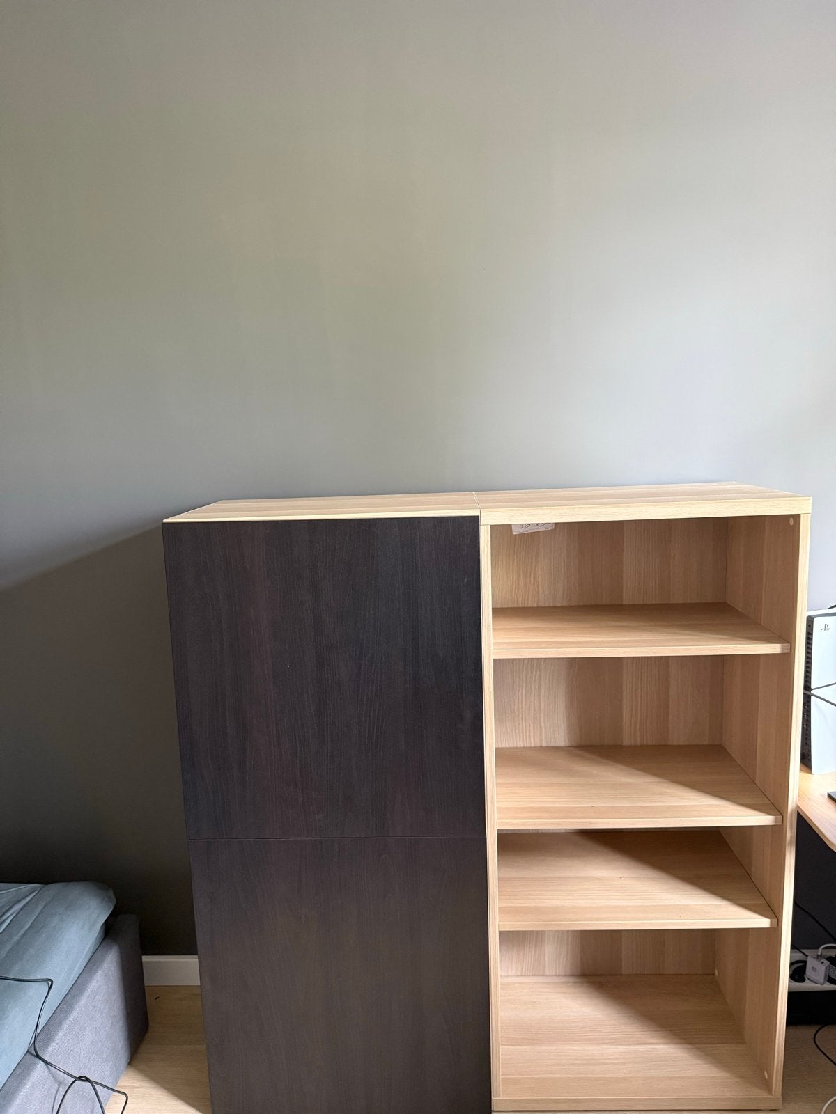 IKEA Besta Kast Eiken met Zwart/Bruine Deuren, Ophalen, Gebruikt, 100 tot 150 cm, Eikenhout