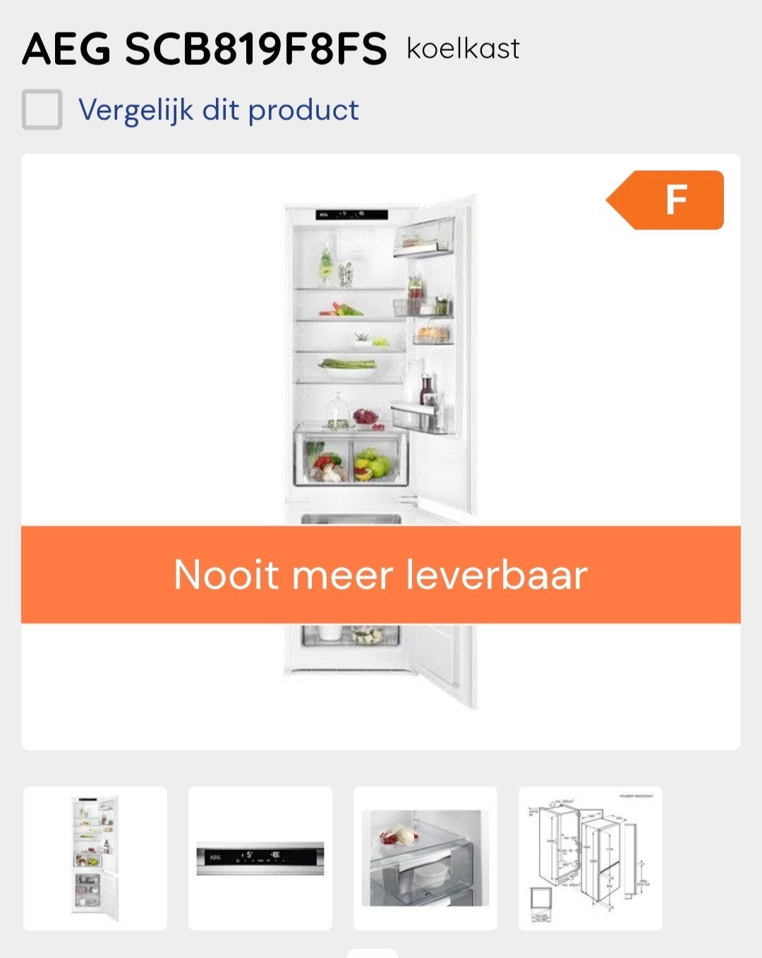 Inbouw koelkast met vriezer combinatie AEG, Ophalen