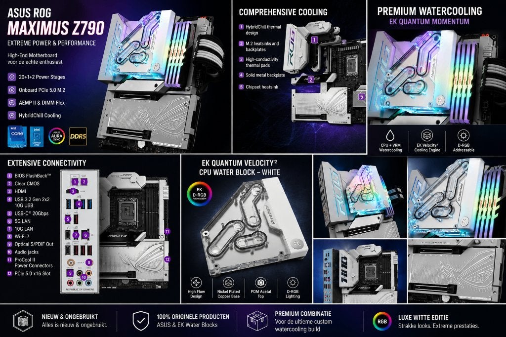 NIEUW ASUS ROG Maximus Z790 + Quantum Watercooling Set, Computers en Software, Moederborden, LGA 1700, Nieuw, Ophalen of Verzenden