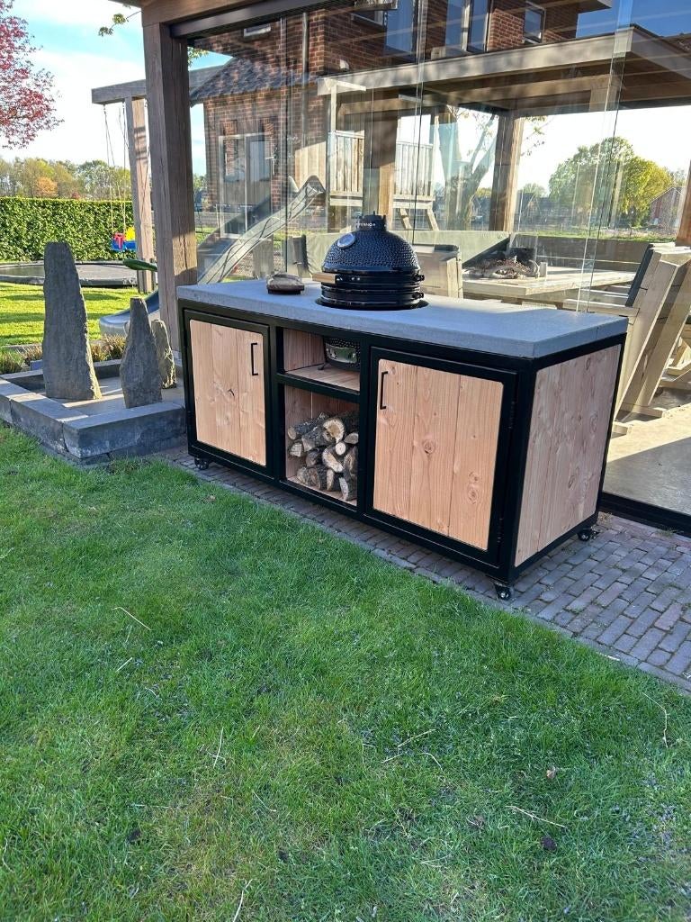 Buitenkeuken, buitengrillstation, big green egg tafel kamado, Tuin en Terras, Ophalen, Nieuw, Houtskool