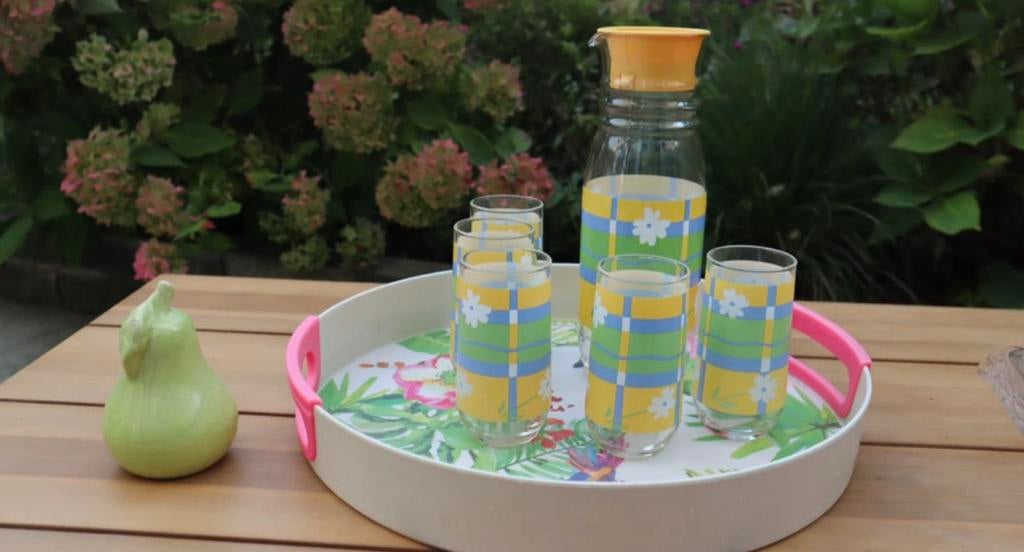 Water Karaf met 5 glazen, Glas of Glazen, Ophalen of Verzenden, Overige stijlen, Glas