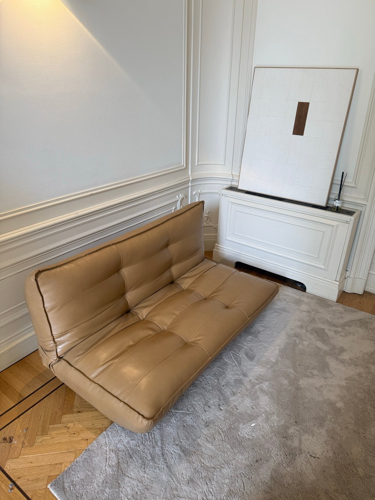 Sklum 2,5-zits bankstel cognac met fauteuil - Zo goed als ni, Huis en Inrichting, Banken | Bankstellen, Ophalen, Overige materialen