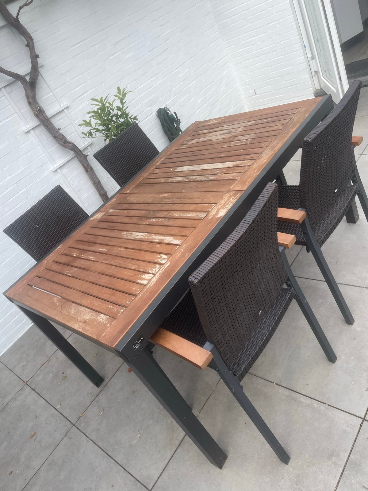 Tuinset met 4 stoelen - Livarno Home, Tuin en Terras, Ophalen, 4 zitplaatsen, Gebruikt, Eettafel