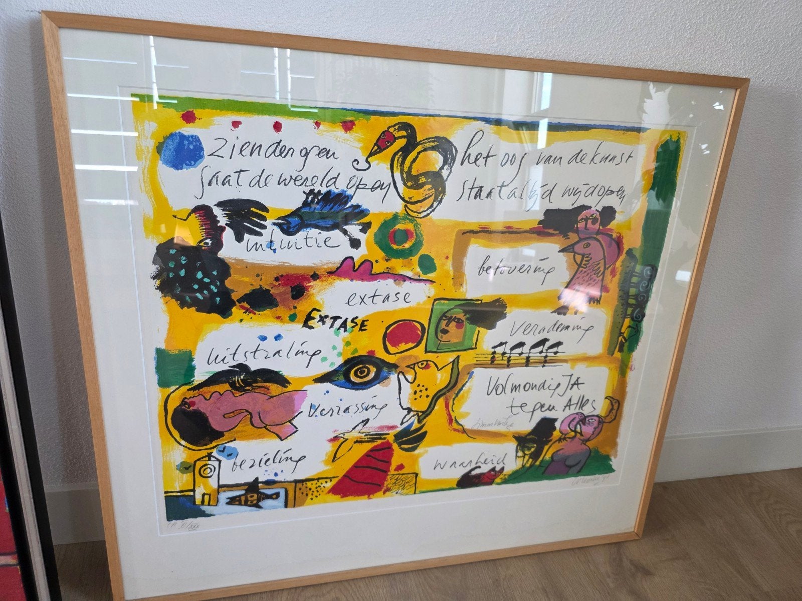 Corneille - gedicht Vinkenoog - Gesigneerde Zeefdruk, Ophalen of Verzenden