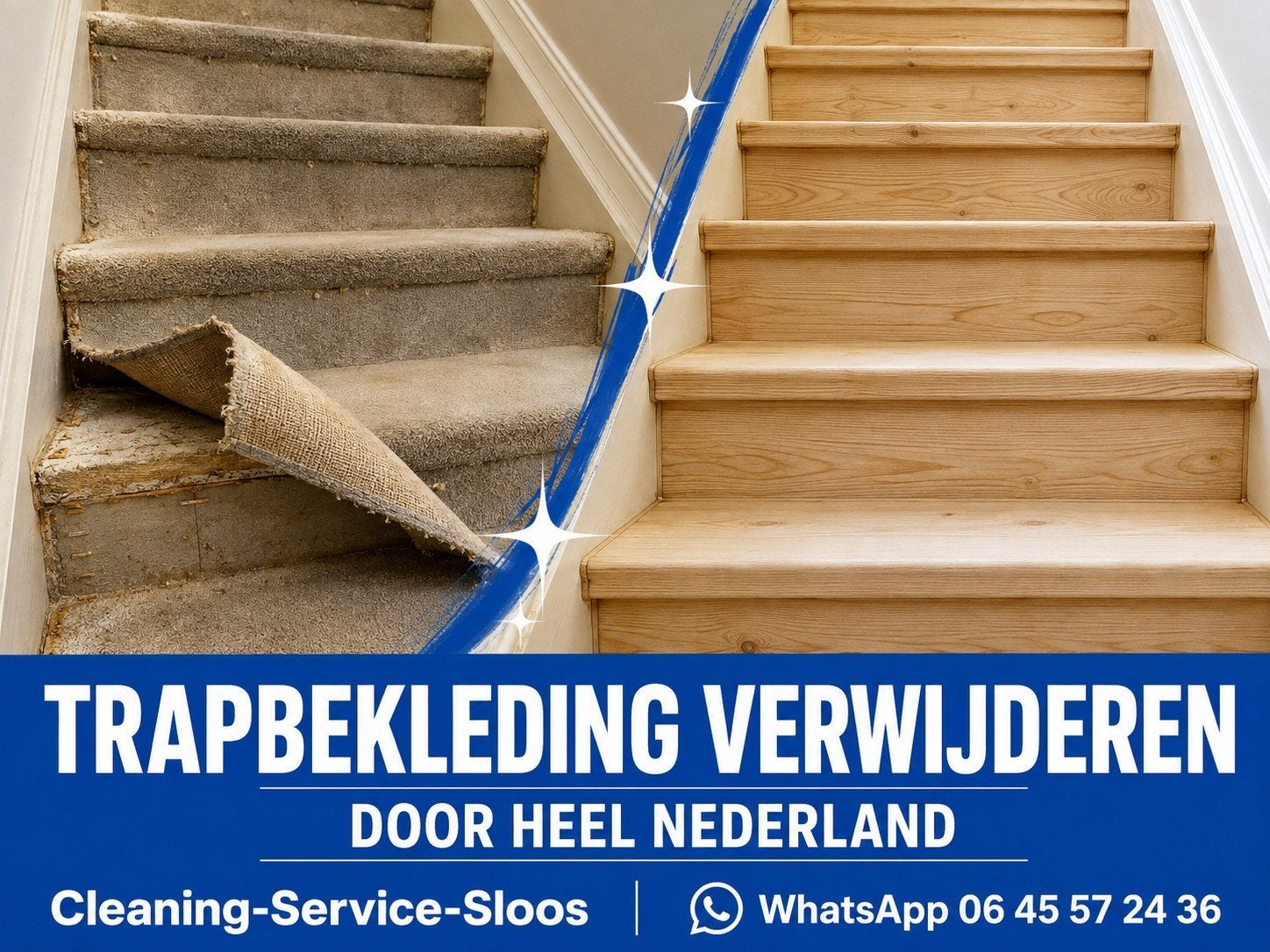 Trapbekleding verwijderen | lijmresten | heel Nederland