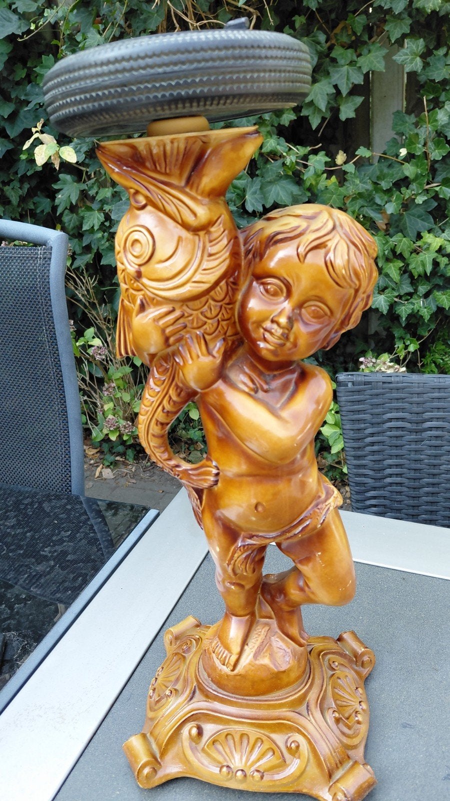 Vintage Niemeyer Balie-asbak - Putto met vis en asbak, Ophalen of Verzenden, Gebruikt