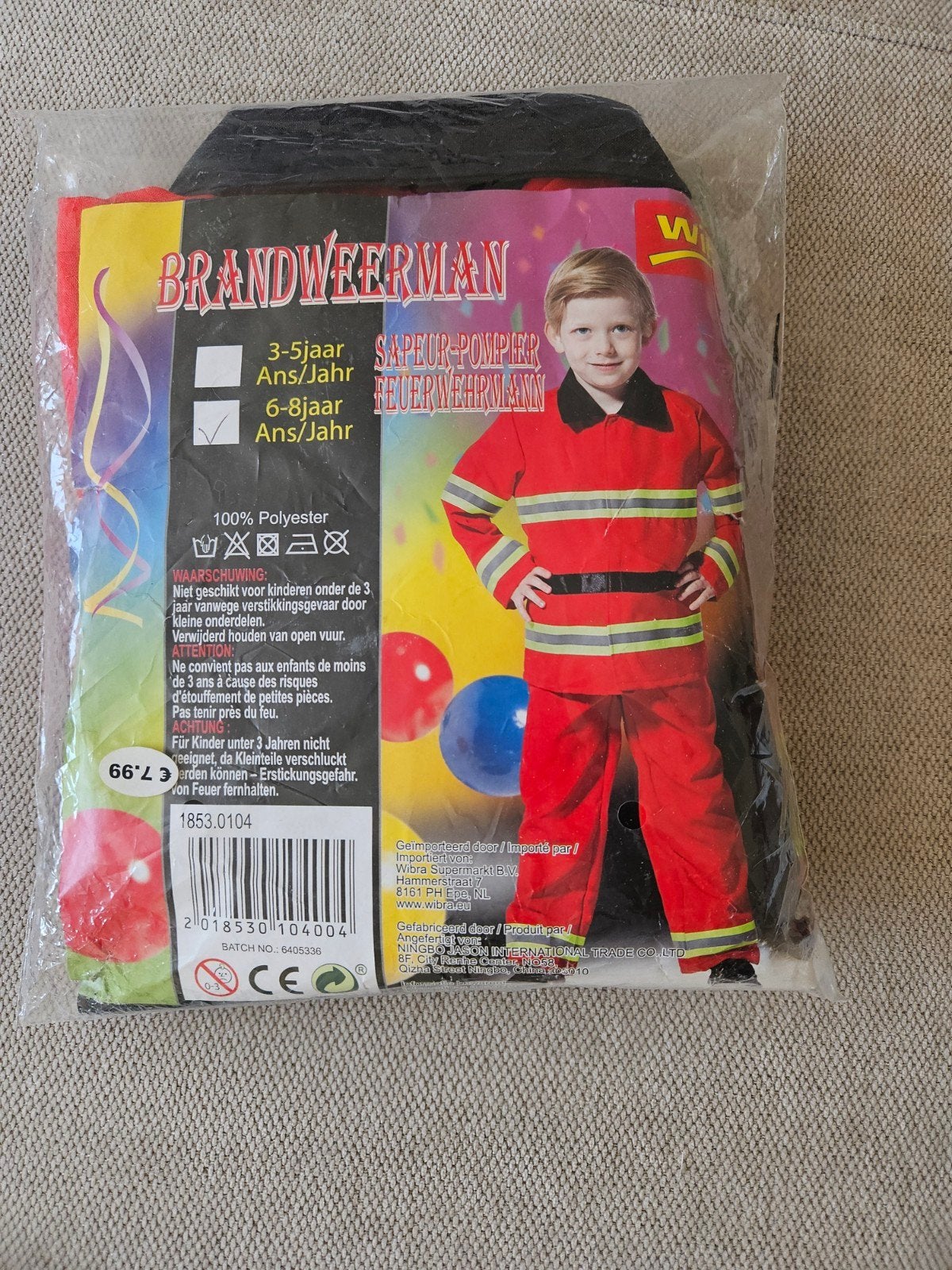 Nieuw Brandweerman Kostuum - Maat 6-8 jaar, Kinderen en Baby's, Ophalen, Nieuw, 122 t/m 128, Jongen