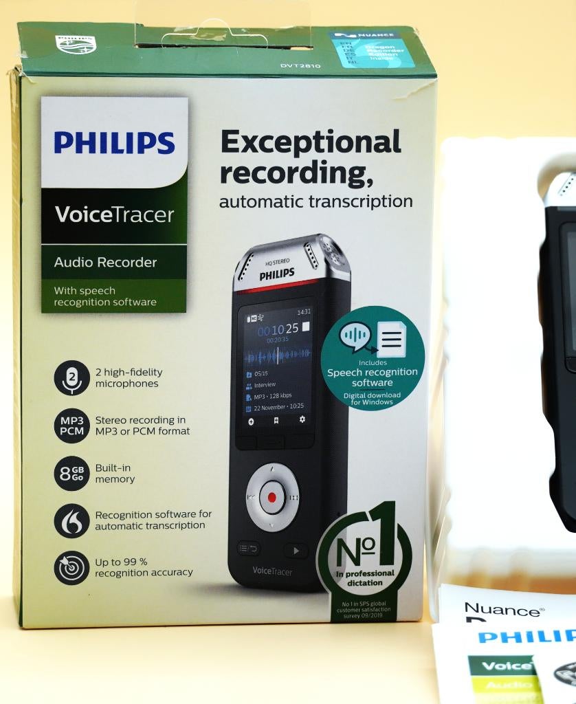 Philips VoiceTracer DVT2810 – voor kristalheldere opnames!, ., Ophalen of Verzenden, Zo goed als nieuw, Philips