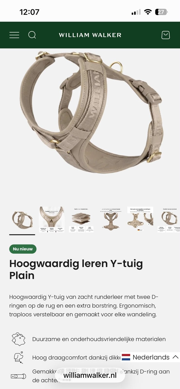 Leren Y tuig voor hond, Dieren en Toebehoren, Ophalen of Verzenden, Nieuw