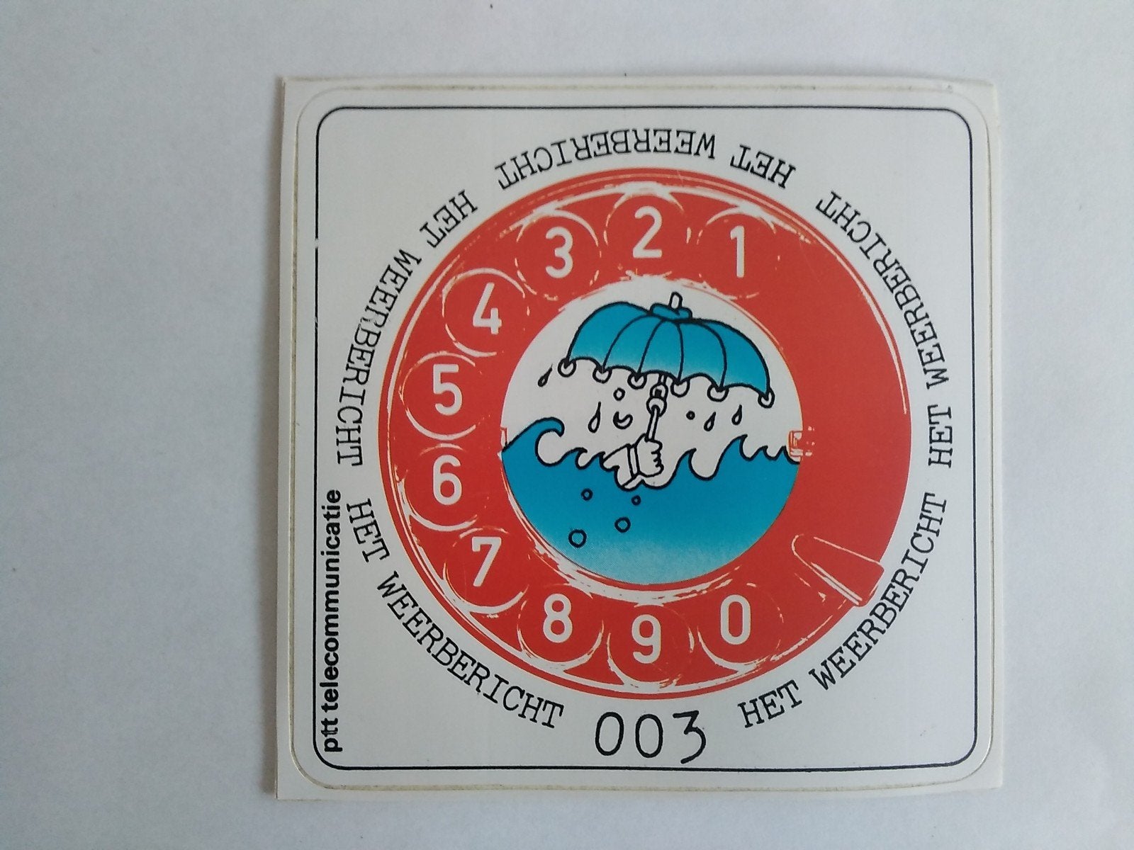 Sticker PTT Telecommunicatie Het Weerbericht, Verzenden, Zo goed als nieuw