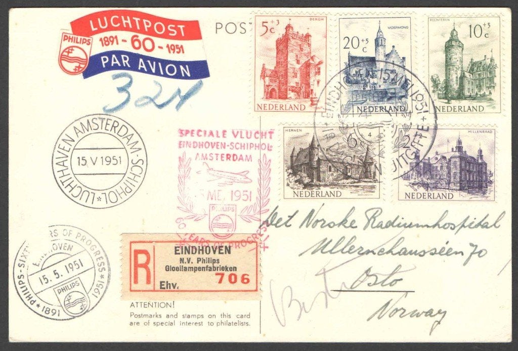 Nederland Kaart met 568/72 Spec. Vlucht Eindhoven-Schiphol, Postzegels en Munten, Ophalen of Verzenden, Briefkaart