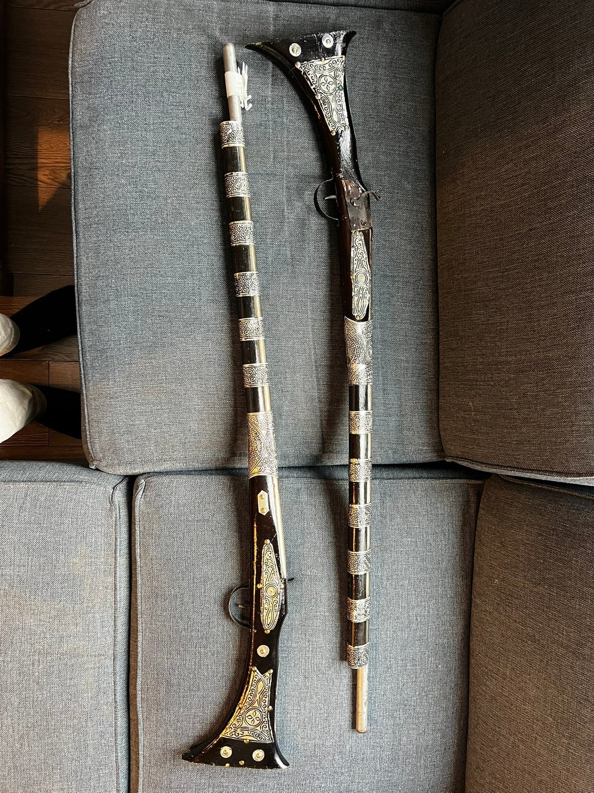 Antieke decoratieve musketten, Ophalen, Gebruikt, Hout
