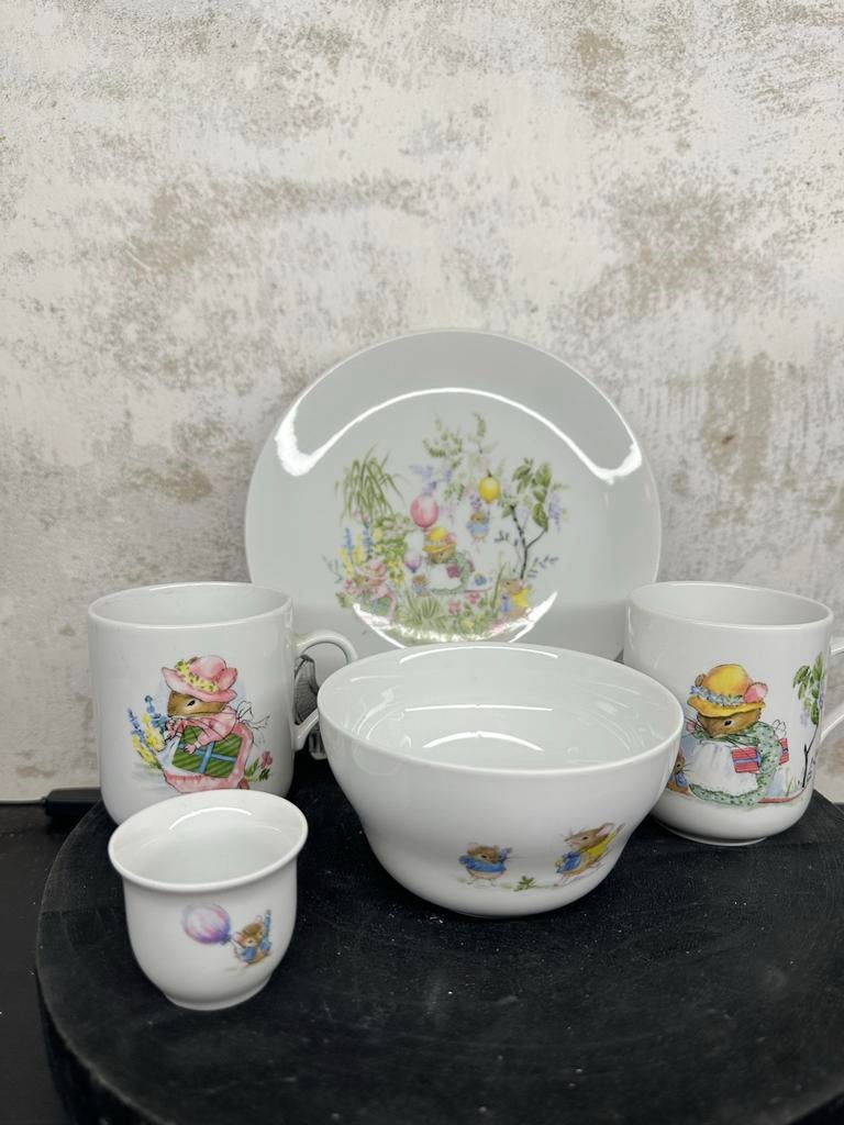Vintage Douwe Egberts Könitz Kinderservies Muisjes Jaren 90, Ophalen of Verzenden