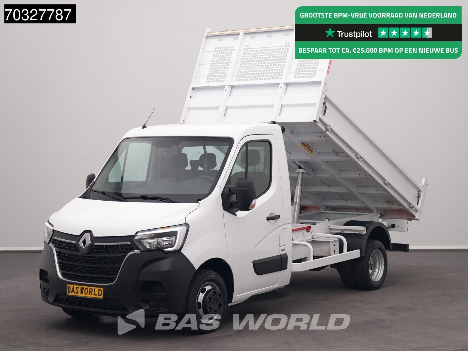 Renault Master 130PK Kipper Dubbellucht 3,5t Trekhaak Airco, Auto's, Stof, Gebruikt, Euro 6, 4 cilinders