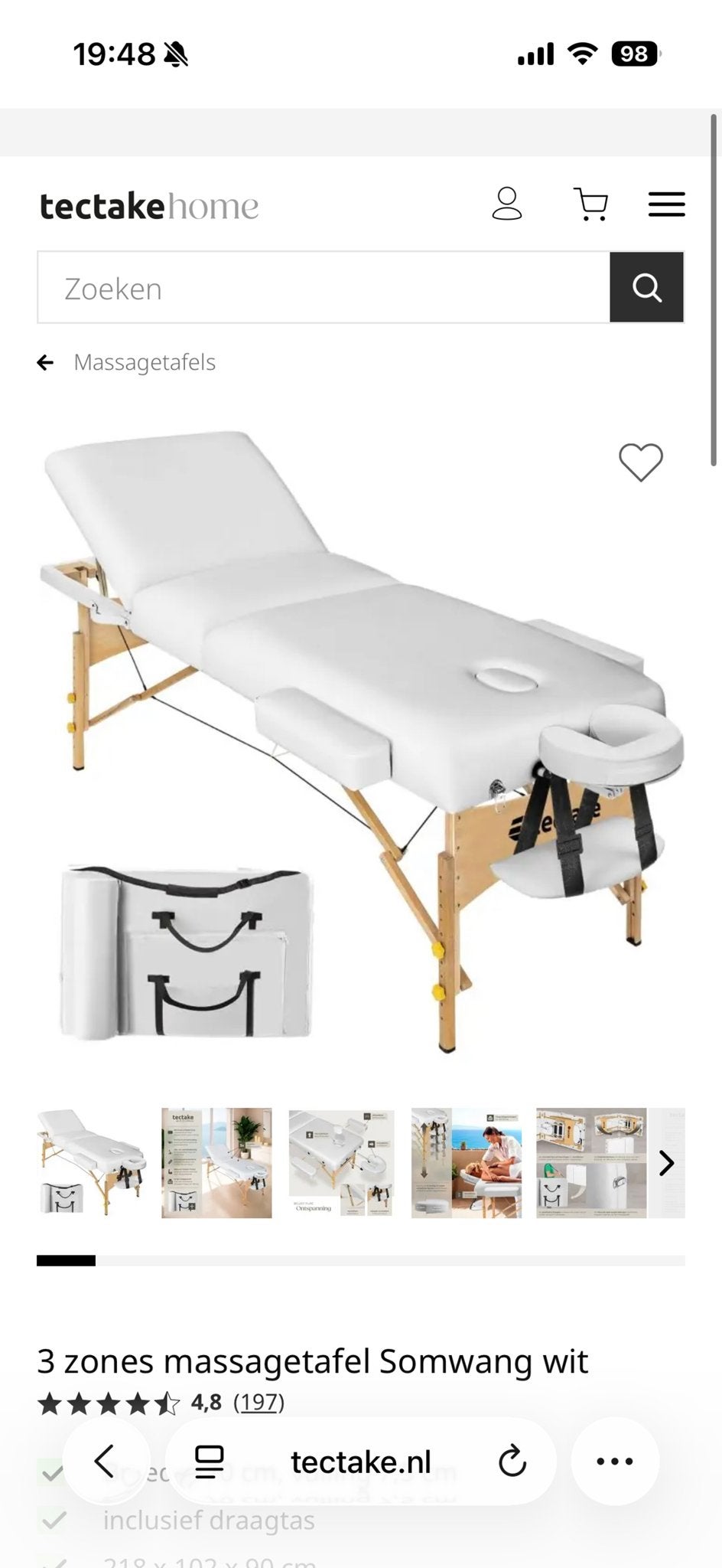 Massage tafel (stevig) Ligt écht lekker!, Ophalen, Massagetafel