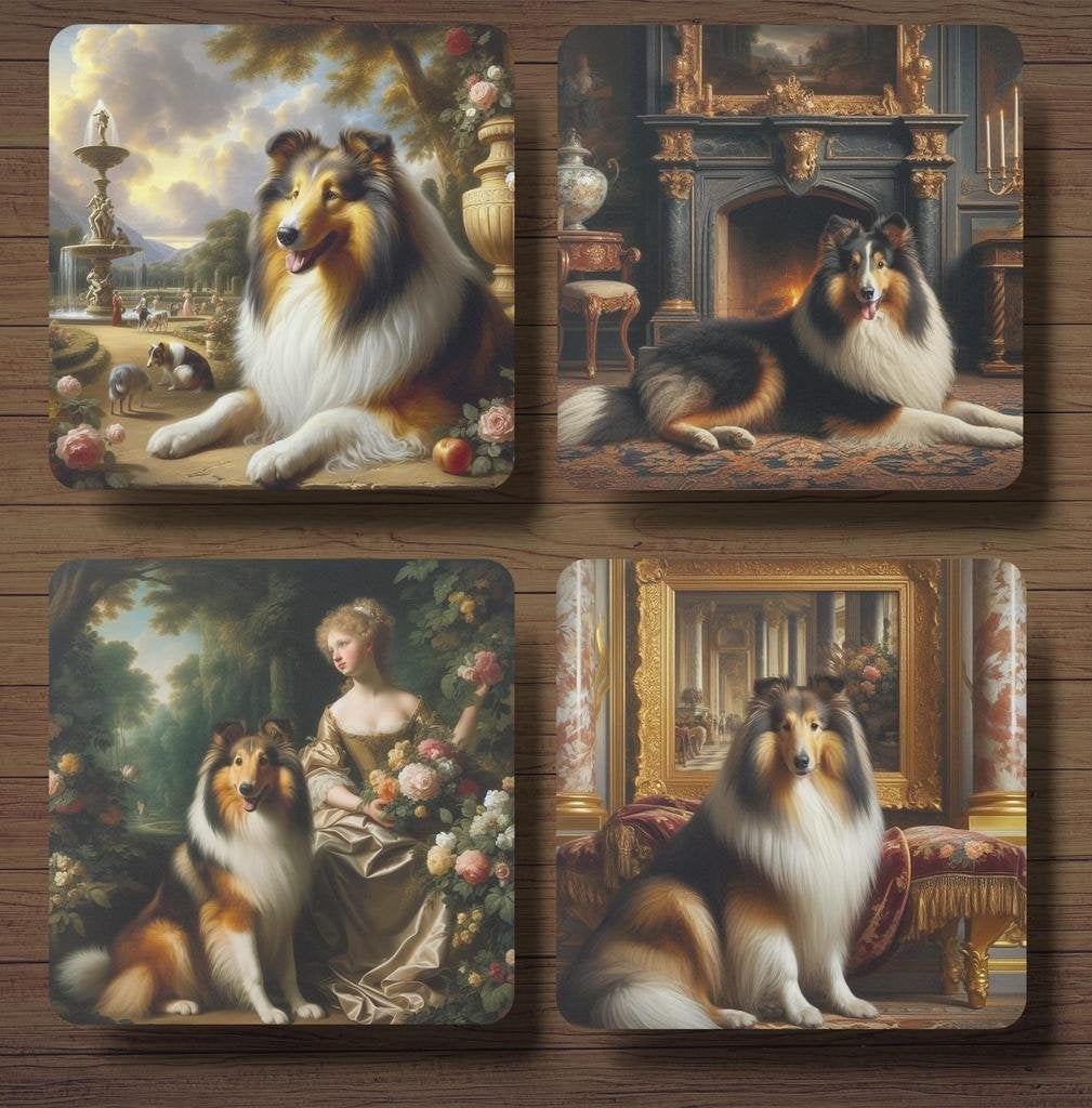 Collie Barok onderzetters met houder, Ophalen of Verzenden, Nieuw