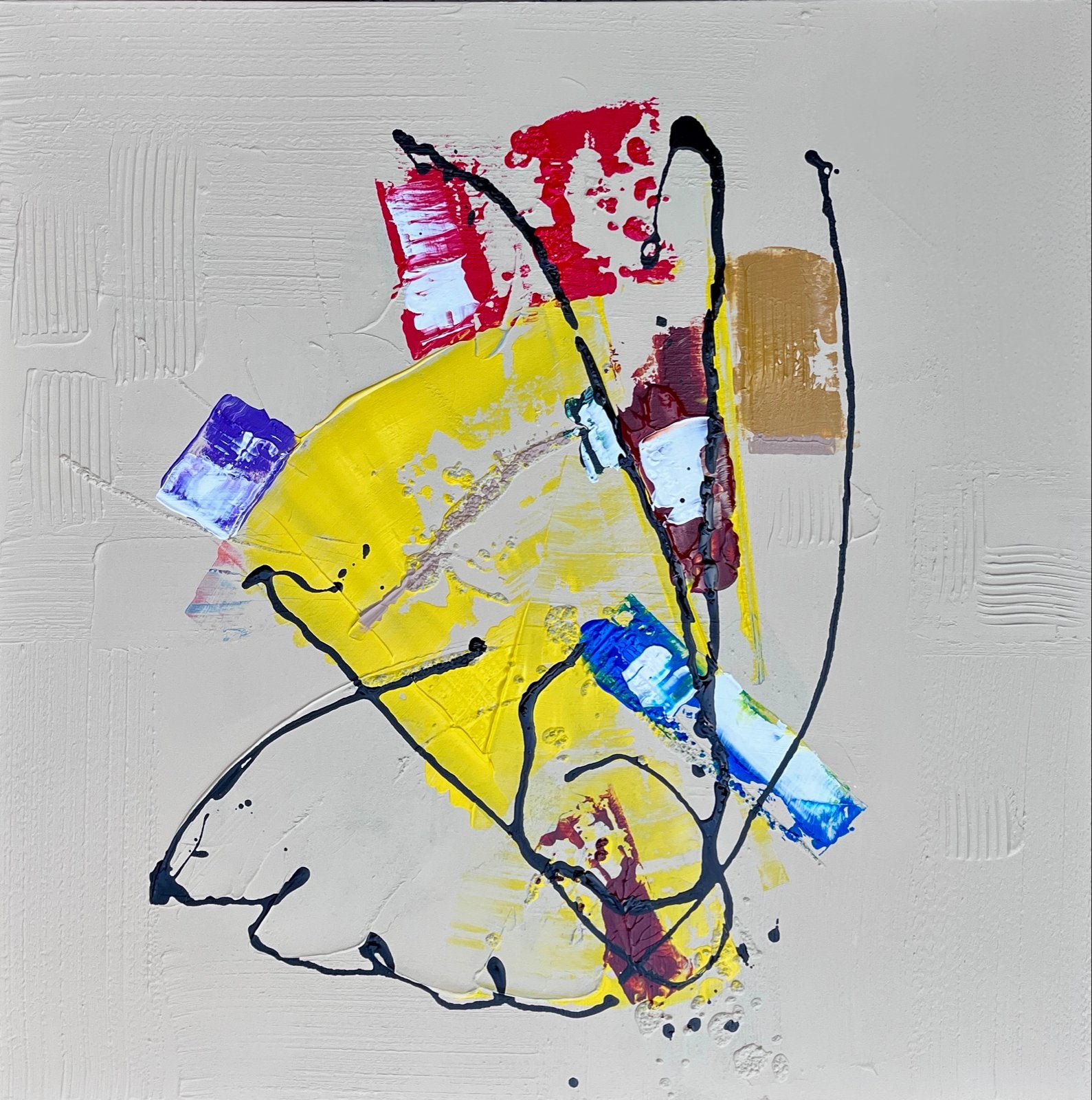 Abstract Schilderij - Kleurrijk en Modern (80x80x4 cm), Antiek en Kunst, Ophalen