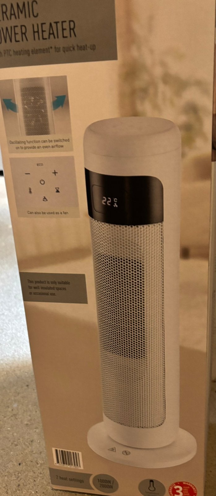 Ceramic Tower Heater, Ophalen, Zo goed als nieuw