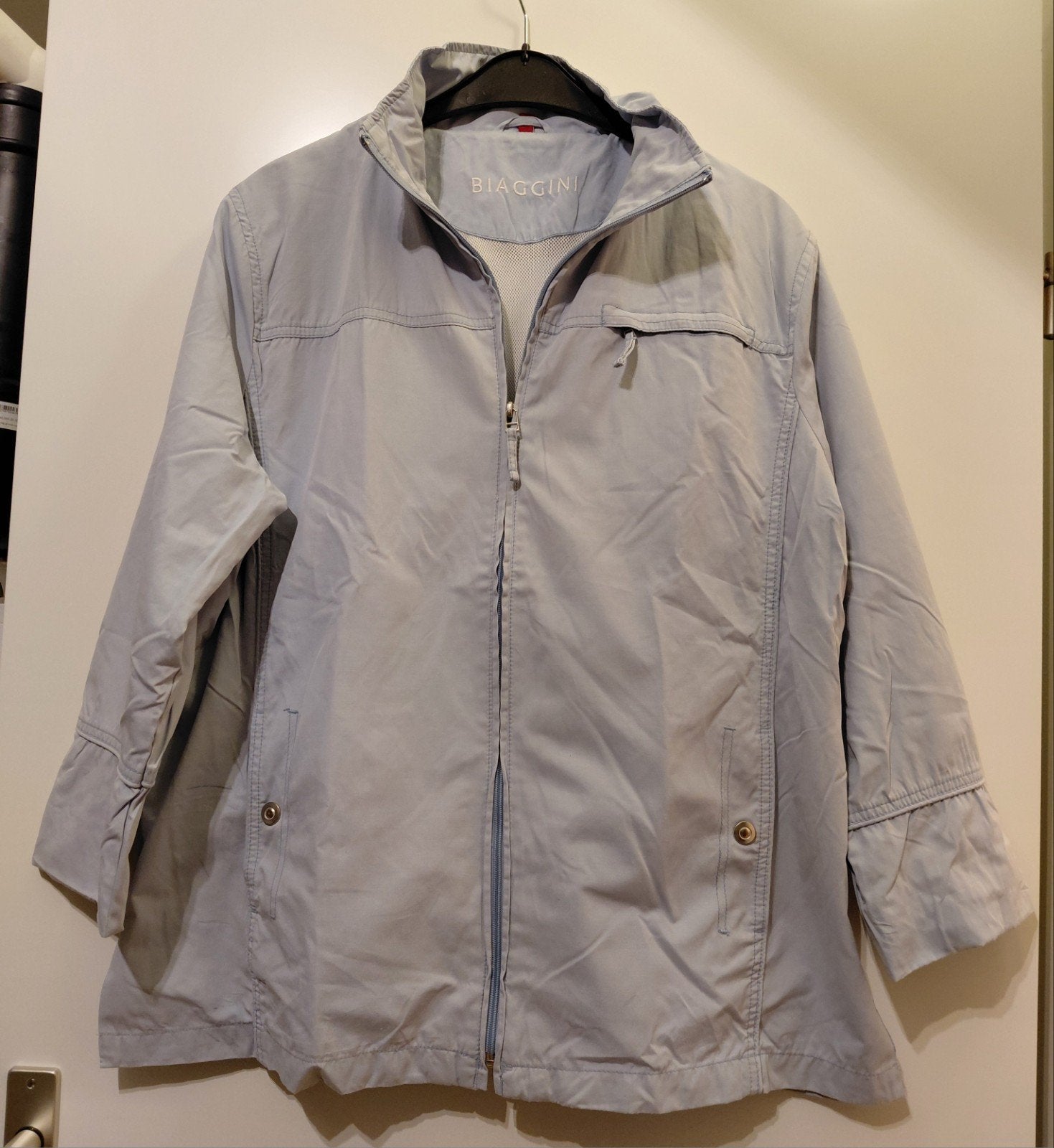 Lichtblauwe Biaggini jas, maat 48, Ophalen of Verzenden, Zo goed als nieuw, Maat 46/48 (XL) of groter, Blauw