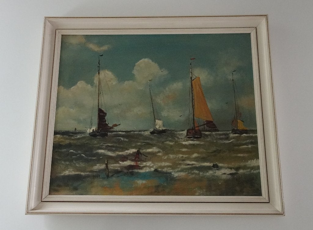 Klassiek Schilderij - Impressionisme Zeilboten - Olieverf, Ophalen