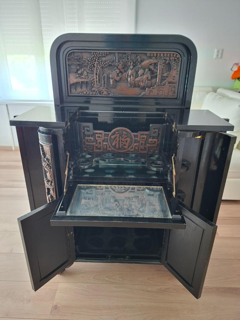 Vintage Chinees barmeubel / drankkastje – massief hout, Antiek en Kunst, Ophalen