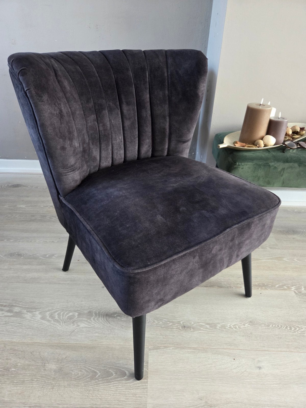 fauteuil zwart velvet, Ophalen, Minder dan 75 cm, Zo goed als nieuw, Stof