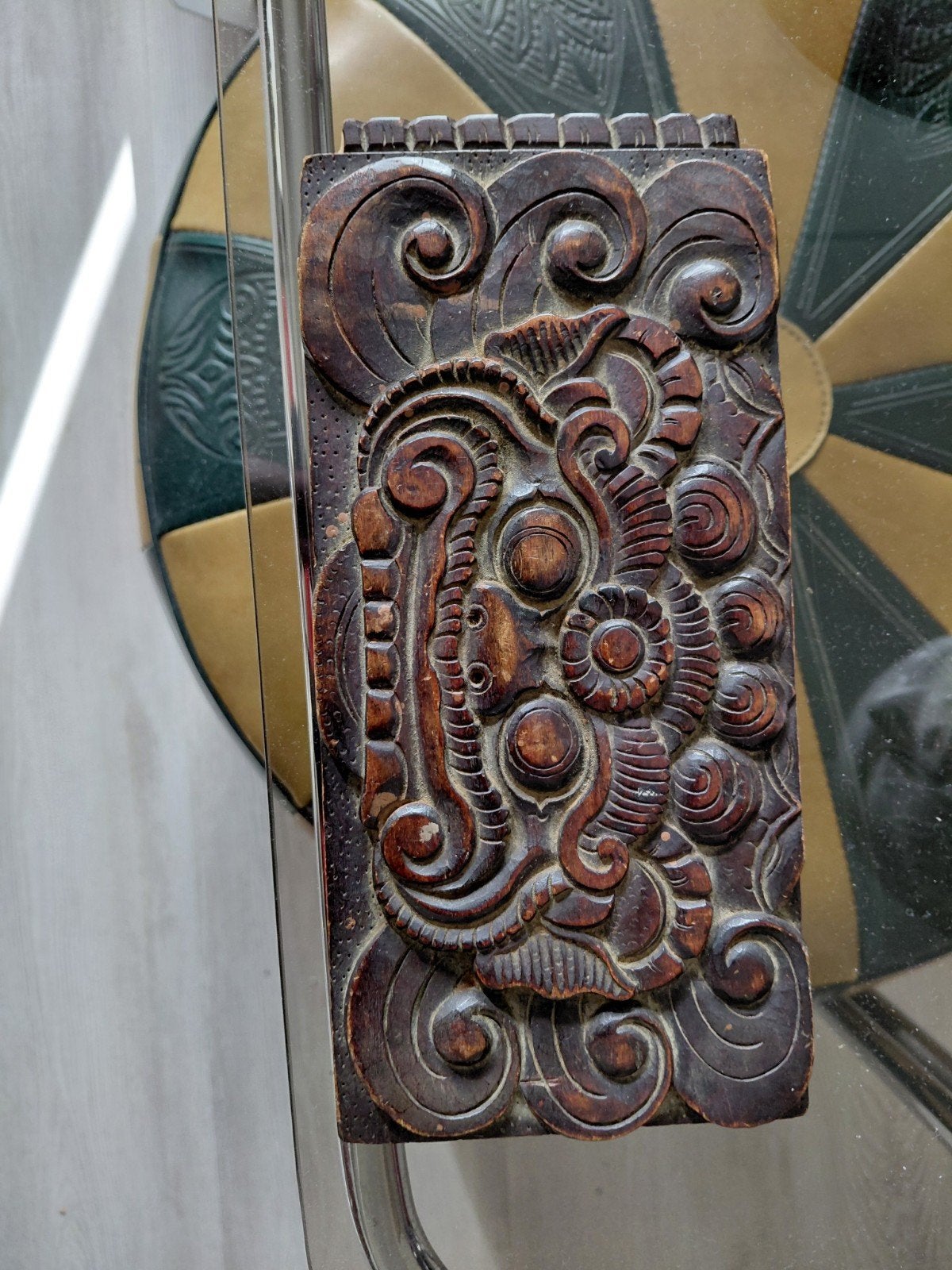 antiek houtsnijwerk paneel indonesie balinees, Ophalen of Verzenden