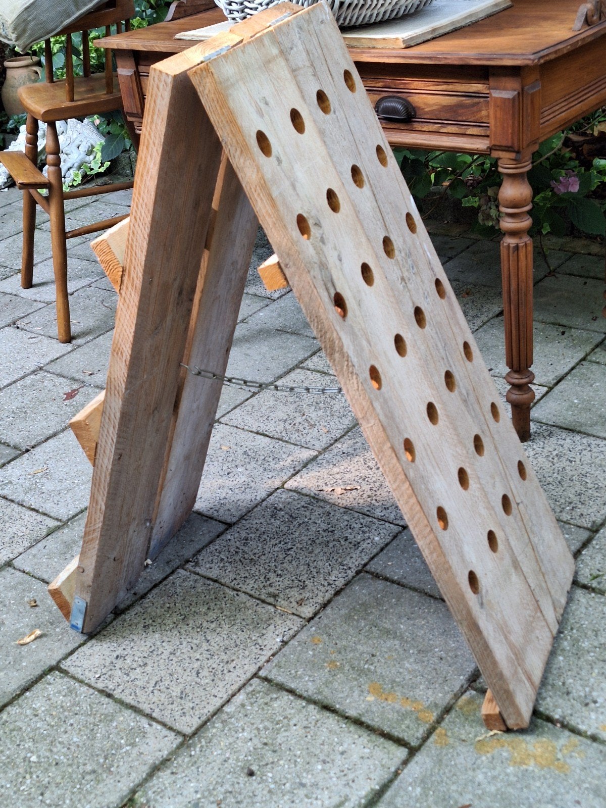 Wijnrek Pupitre - Houten Flessenrek voor Wijn, Ophalen, Gebruikt, 25 flessen of meer, 75 – 100