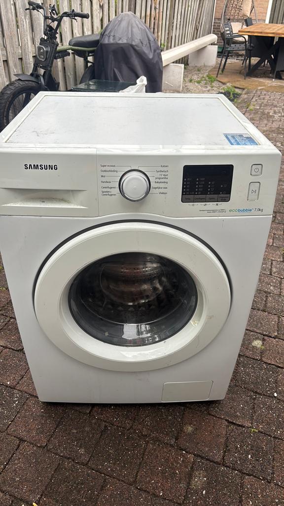 Samsung EcoBubble 7kg Wasmachine - WF70F5E0Q4W, Ophalen, Gebruikt, Voorlader, Wolwasprogramma