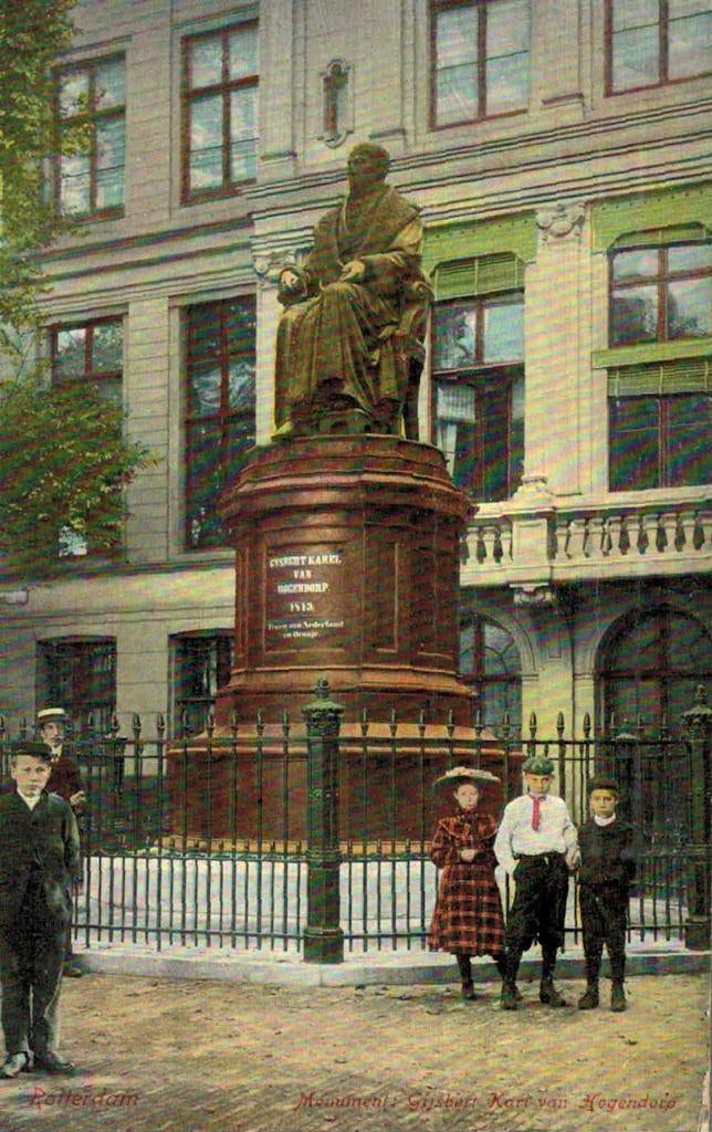 1909 ROTTERDAM Standbeeld van Van Hogendorp Kinderen, Verzenden, Voor 1920, Gelopen, Zuid-Holland