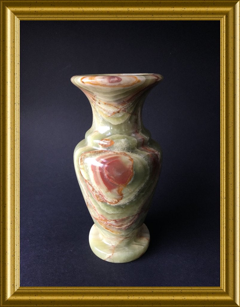 Mooie groene onyx vaas, Ophalen of Verzenden