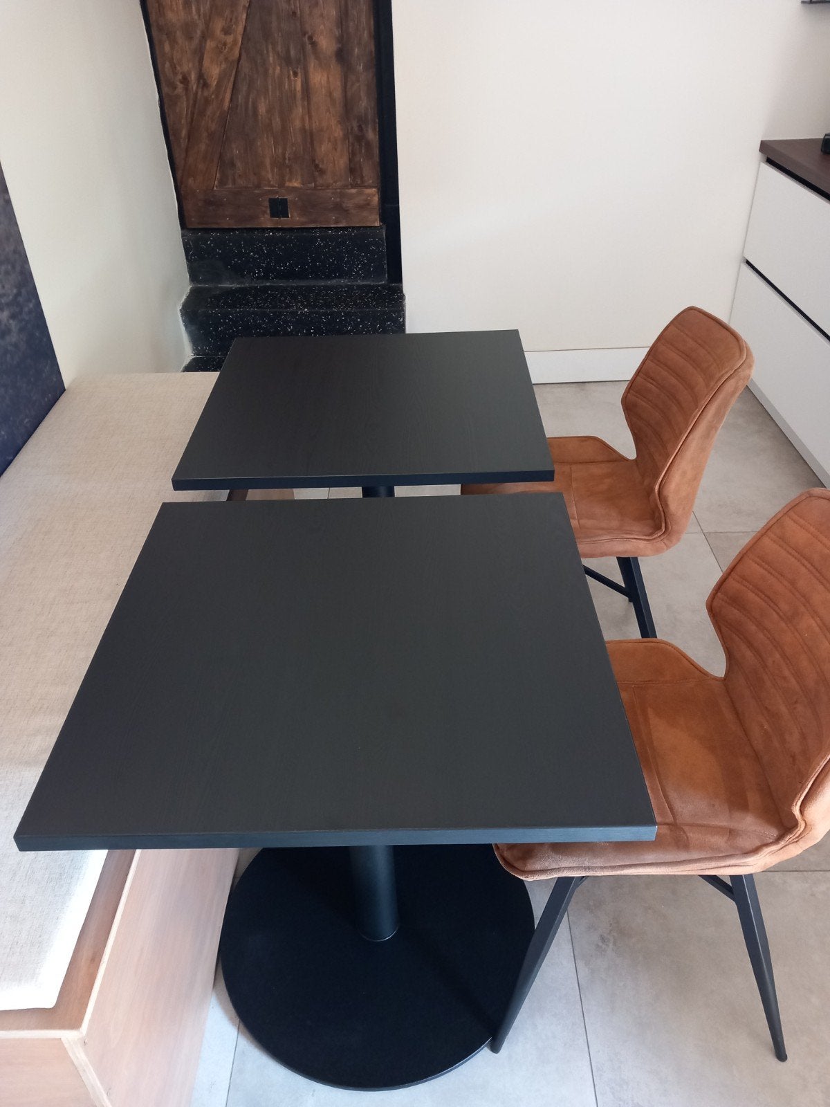 Vierkante tafels 70x70 met gietijzeren poot, zwart, Ophalen, 50 tot 100 cm, Overige materialen, Vierkant