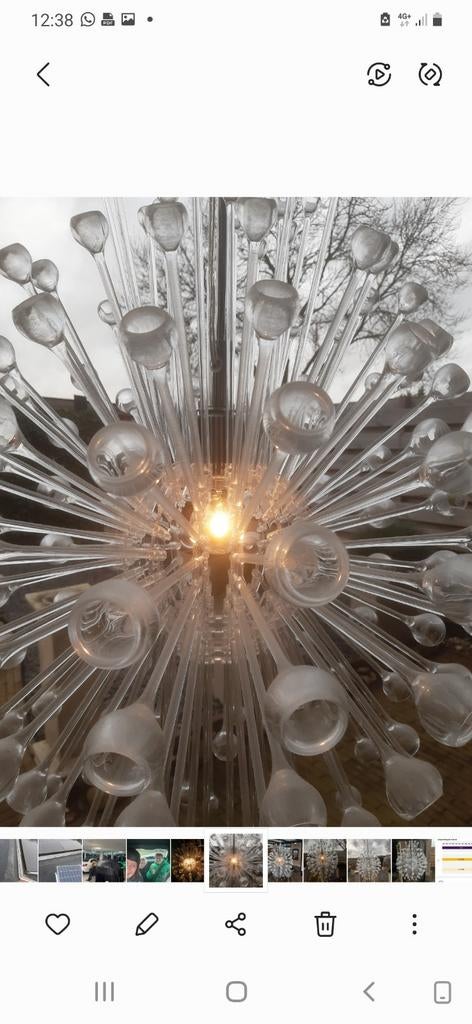 Moderne glazen kroonluchter - Dandelion stijl, Ophalen of Verzenden, Zo goed als nieuw, Kunststof, Modern, Dandelion, Design