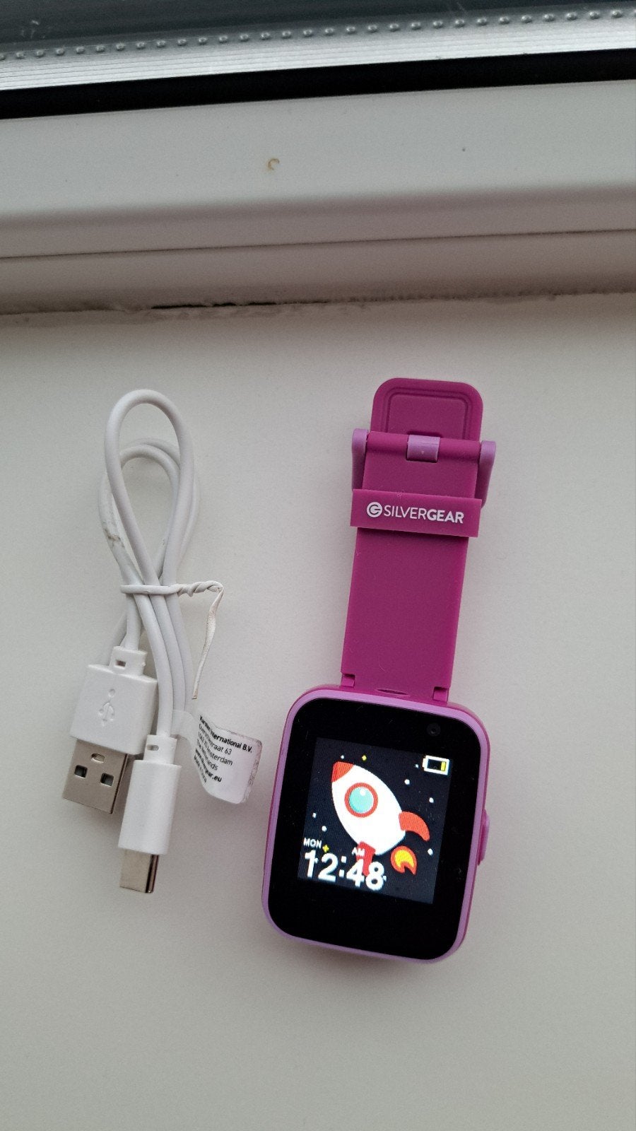 Kids Smartwatch met USB-kabel - Roze/Paars, Ophalen of Verzenden