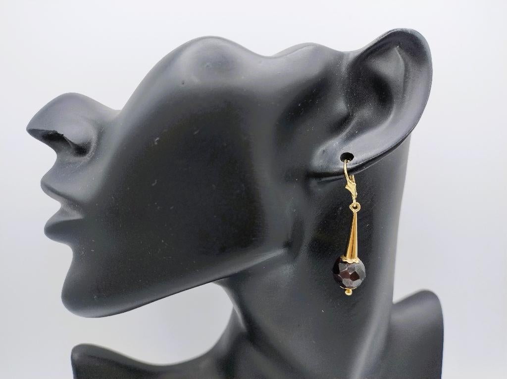Gouden oorbellen met granaat, 7 gram., Sieraden, Tassen en Uiterlijk, Oorbellen, Hangers, Info@zilverwebsite.nl, Zo goed als nieuw