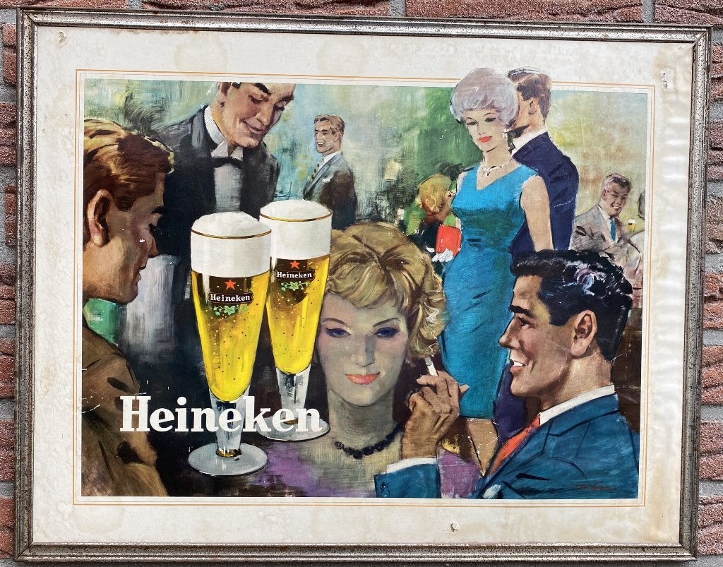 Leuke Vintage Heineken-reclamebord - bier reclame mancave, Verzamelen, Ophalen of Verzenden, Gebruikt, Reclamebord