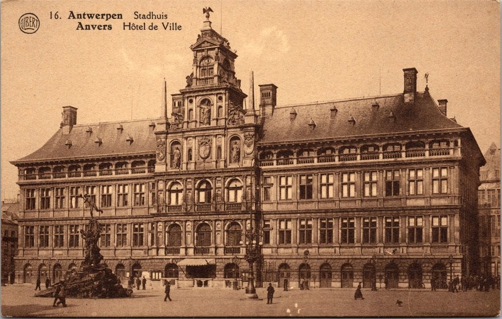 Antwerpen België - 8 oude postkaarten Stadhuis XII, Verzamelen, Ansichtkaarten | België, Verzenden, 1940 tot 1960, Gelopen, Antwerpen